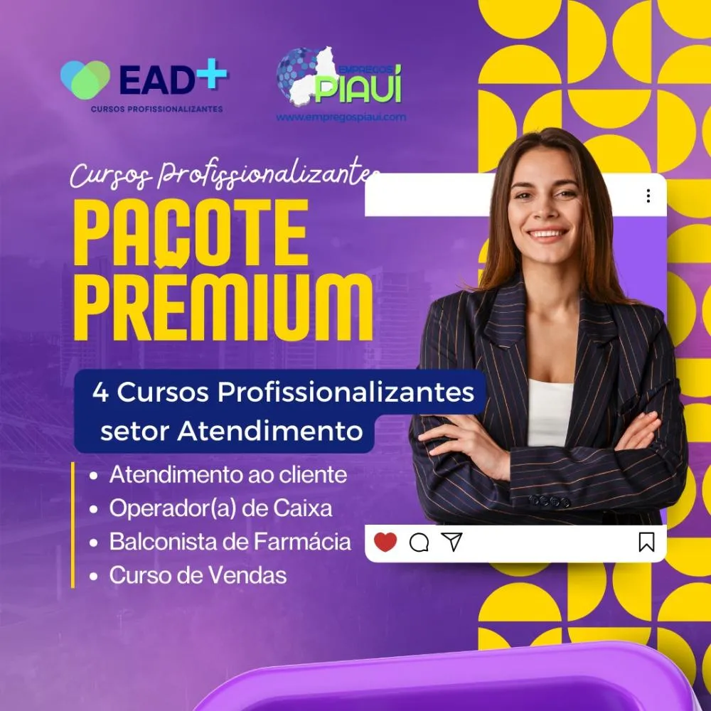 Pacote Premium: 4 Cursos Profissionalizantes setor Atendimento